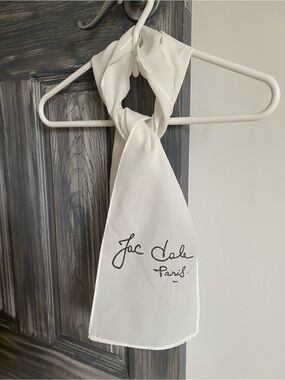 Rare Vintage Jac Dale Signature Scarf in White with Black Script